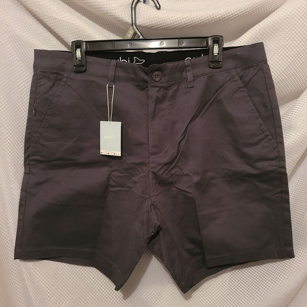 Eubi Men's XL 7" Chino Shorts Dark Gray Stretch Performance Lightweight